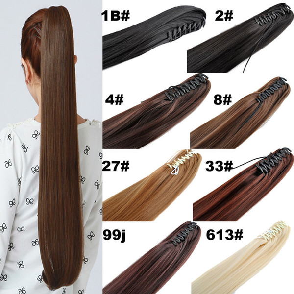 Big Discount 100% Natural Brazilian Remy Human hair Ponytail Claw Clips in/on Human Hair Extension Straight Hair, Free DHL