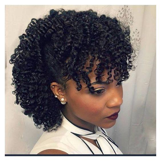 Short human hair ponytail with bang clip in high afro kinky curly human hair drawstring ponytail hair extension for black women 120g