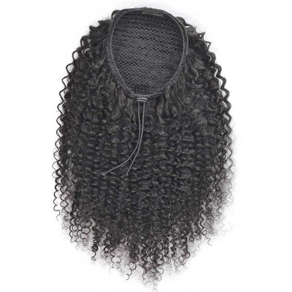 Drawstring Puff Afro Kinky Curly Ponytail African American Women 140g Wrap Kinky Curly Remy Hair clip in Ponytail Hair Extensions