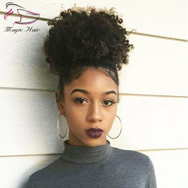 Top Quality Afro Kinky Curly Ponytail For Women Natural Black Remy Hair 1 Piece Clip in Ponytails 100% Human Hair Evermagic Hair Products