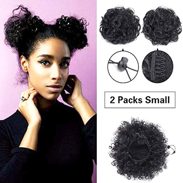 Natural Color Black For Women Ponytail Human Hair 10inch 12innch 40G Curly Hair Brazilian Ponytails Clip Hair Extensions