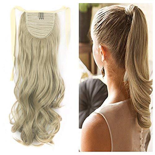 remy brazilian human hair ponytail hair Pieces Tie Up Clip in Hair Extensions color bleach blonde ash blonde silver 100g