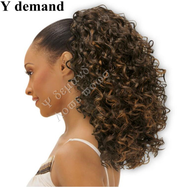 Fashion Long Hair Accessories Claw Ponytails Brown Afro Kinky Curly Celebrity Afro Kinky Curly Drawstring Ponytail Hair Extensions Y demand