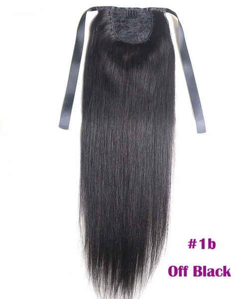 Ponytail Extensions Kinky Straight For Women 100g Color #1B Natural Black 100% Remy Human Hair PonyTail Extensions 60g 16