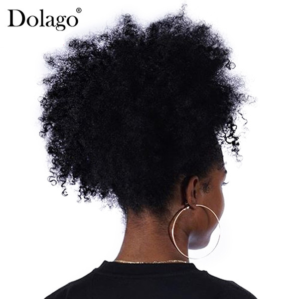 1 Piece Clip In Ponytails Dolago Afro Kinky Curly Ponytail For Women Natural Black Color Remy Hair 