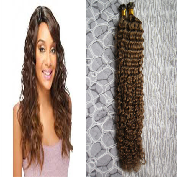 Pre Bonded Hair Extensions I Tip Machine Made Remy Deep Curly 100G Keratin Capsules Human Fusion Hair Nail I Tip