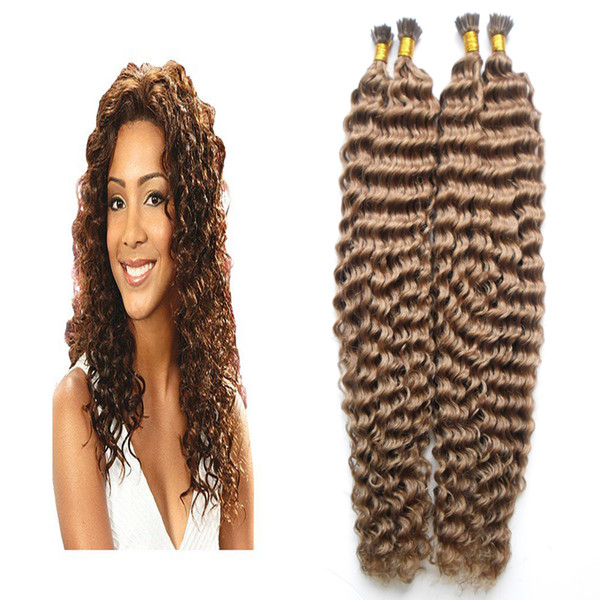 Machine Made Remy Pre Bonded Hair Extension Deep Curly 200G Keratin Capsules Human Fusion Hair Nail I Tip