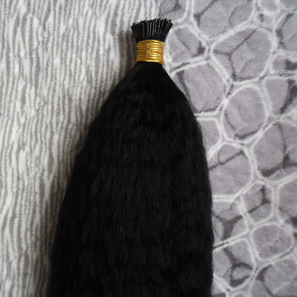 Malaysian virgin hair kinky straight Keratin Hair Extension 100pc I Tip Pre Bonded Keratin coarse yaki Remy Human hair