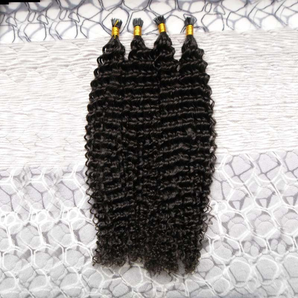 200G kinky Curly Nail I Tip Remy Hair Pre Bonded Hair Extension Bundles 200strands Real 100% Human Hair