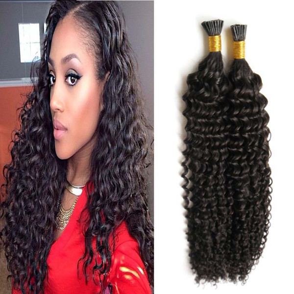 Natural Color Brazilian virgin keratin hair extension I tip human hair extensions 100g/strands deep Wave fusion human hair extensions