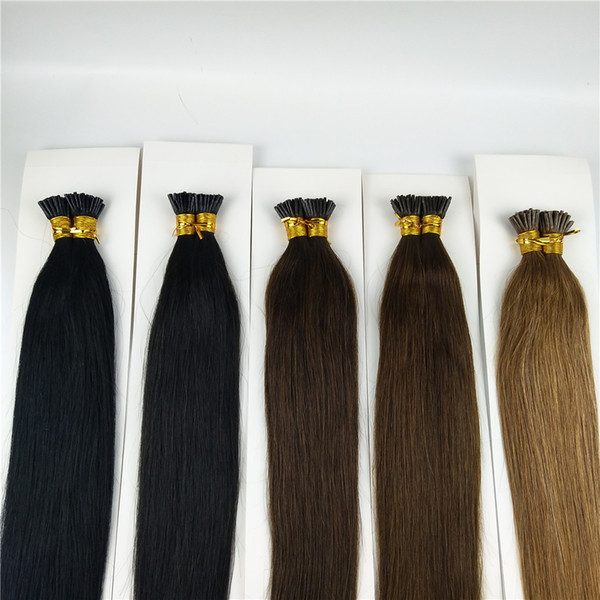 LUMMY Brazilian I Tip Human Hair Extensions 1g/s 100g 18inch Silk Straight Keratin Stick 100% Human Hair Extensions