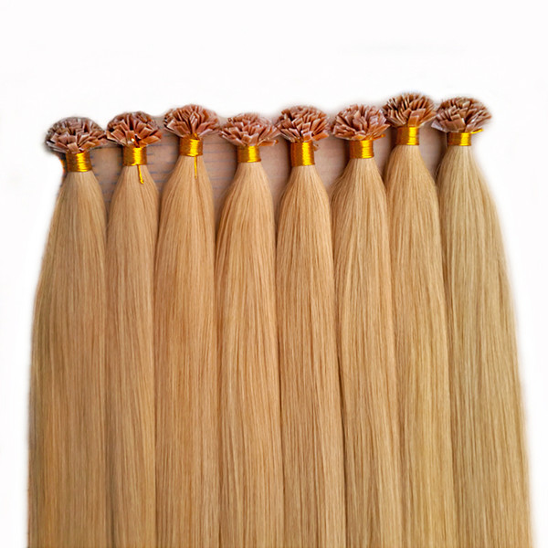 Black Brown Blonde Indian Remy Human Prebonded Hair Extensions Italian Keratin Hair Flat Tip U tip Fusion 100 s/pcs 50g 70g 100g