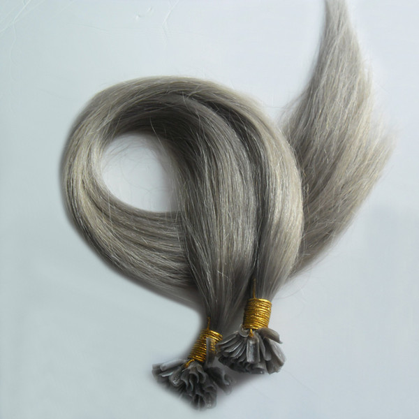 U Tip Human Hair Extensions 200g/lot Pre Bonded Human Hair Extension grey 200s Remy Keratin European Human Hair On Capsule