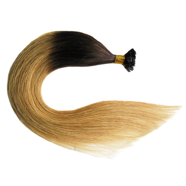 Straight T1B/27 Two Tone ombre Brazilian Flat hair extension On Capsules flat Tip Hair Extensions 100G 100S Keratin Hair Extensions