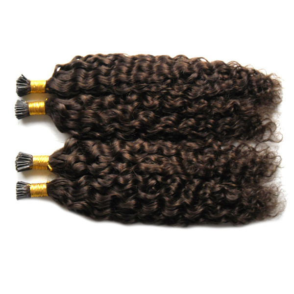 100% Remy Human Hair I Tip Hair Extensions Pure Color 200strands Nail I Tip Machine Made Remy Pre Bonded Hair Extension 200G kinky Curly