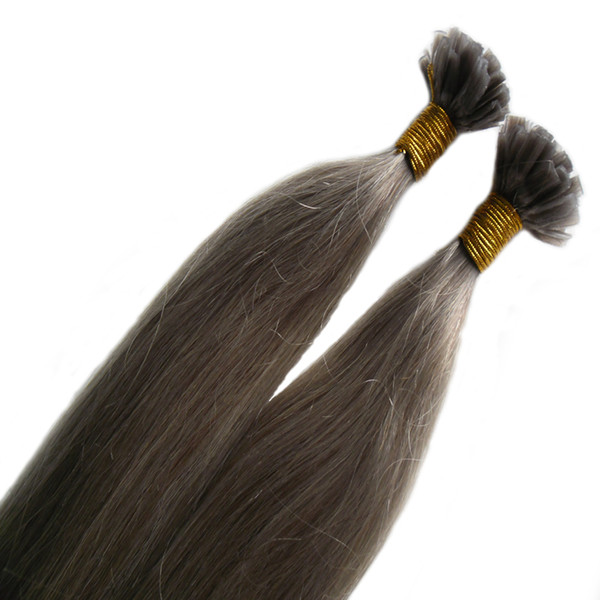 100pcs 7A Fusion Hair Extensions Grey Cheratina 100g Keratin U Tip European Hair Extensions Human 18