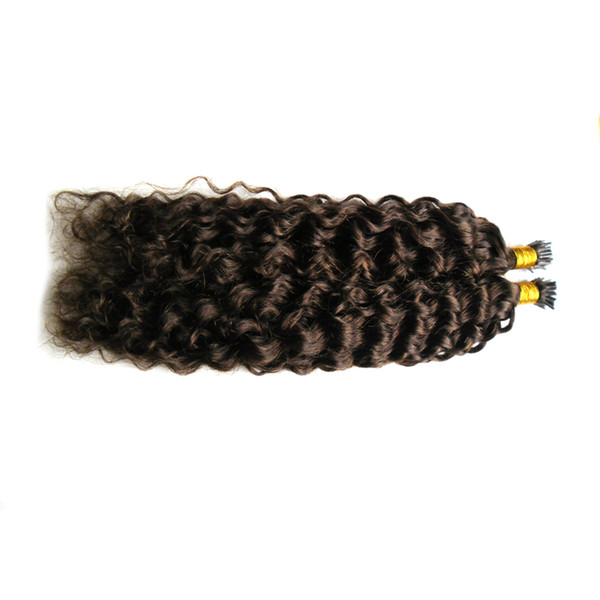 Kinky Curly Real Remy I Tip Human Hair Extensions Keratin Bond Keratin Hair Extension Fusion 100PCS