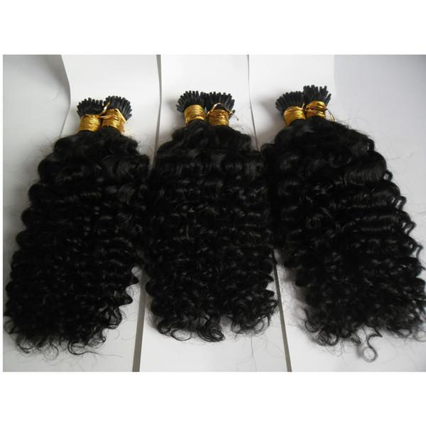 Indian Remy Human Hair Pre Bonded I-Tip 300g Kinky Curly Fusion Hair Extensions 300s