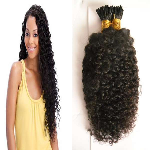 Afro Kinky Curly Hair Natural Color I Tip Hair extensions kinky curly Human Pre Bonded Fusion mongolian kinky curly hair 1.0g/s 100g