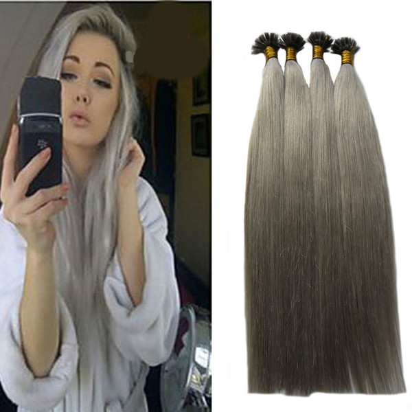 Straight silver gray hair extensions U tip hair extensions 200g ASH Blonde Pre Bonded Hair On Keratin Capsules Hot Fusion Extensions