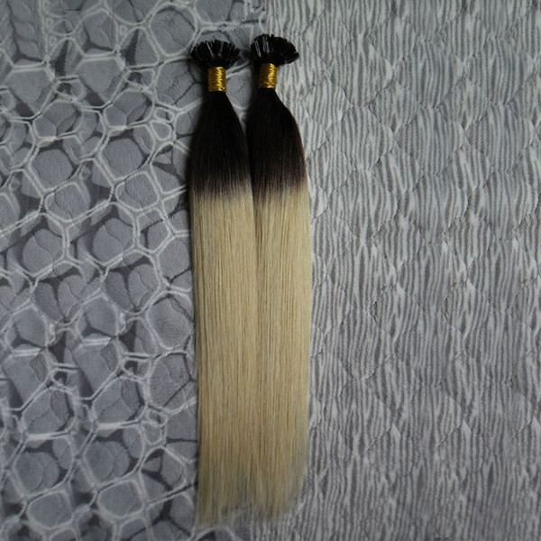 Straight 1B/613 two tone ombre human hair extensions U tip hair extensions 100g Blonde Pre Bonded Brazilian Human Fusion Keratin Hair