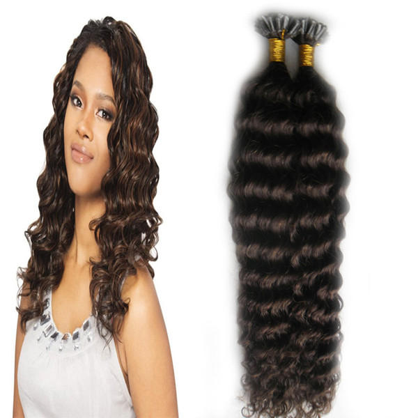 Curly U Tip Hair Extensions 100s #2 Darkest Brown 100G Pre Bonded Human Hair On Keratin Capsules Fusion remy Hair