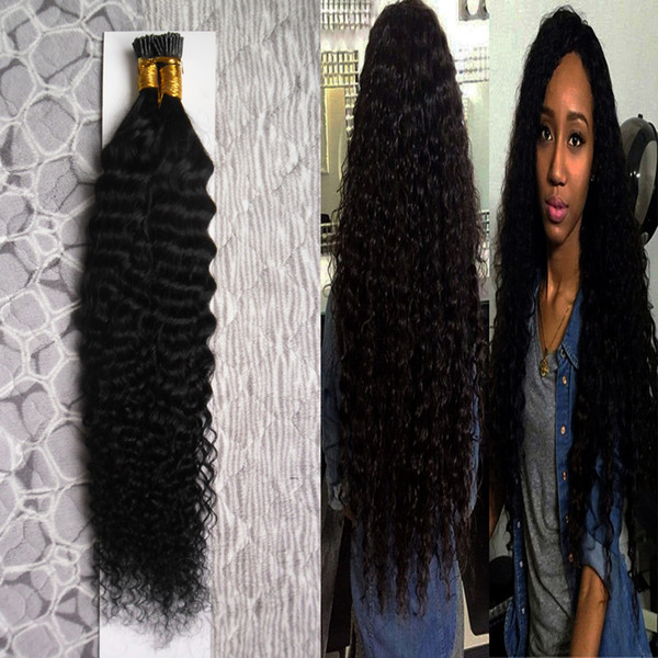 Natural Color Machine Made Remy Hair Pre Bonded Keratin Capsules Hair 100g/strands deep Curly Nail U Tip Hair Extensions