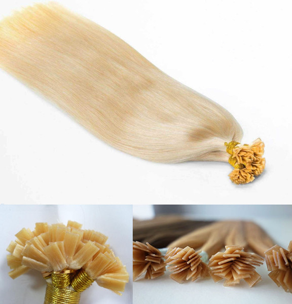 Hot sale 300g 300Strands Pre-bonded Flat tip hair extension 16 18 20 22 24inch Braziian Indian human hair extensions, 