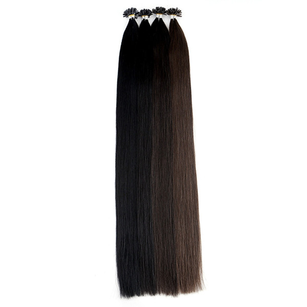 ELIBESS HAIR-14''-24''Nail Tip Human Hair Extension 0.8g/strand 200strands /lot #1 #2 #4#6#8 Straight Wave Pre-bonde U Tip Human Hairs