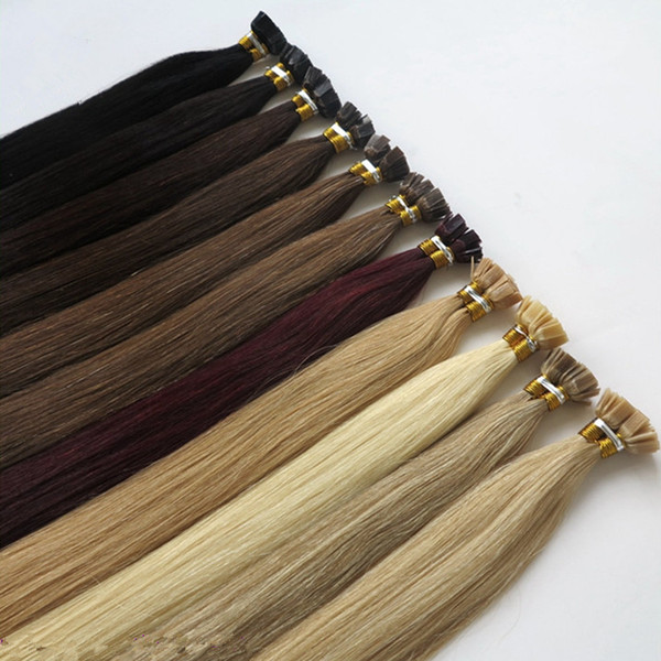 ELIBESS Hair Flat Tip Human Hair Extensions Double Drawn Flat Tip HairS 0.8g/s 200strands/lot Straight Wave Pre-bonded Hair