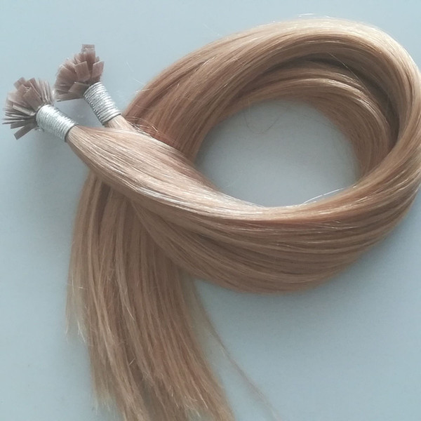 ELIBESS Hair -Pre-bonded Keratin Flat Tip Human Hair Extensions #18 Color Fusion Human Hair Extensions