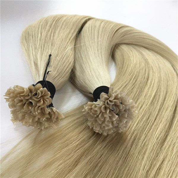 ELIBESS HAIR -Keratin Nail Tip Hair Extensions 1g/strand 100 strands/lot Prebonded Human Hairs