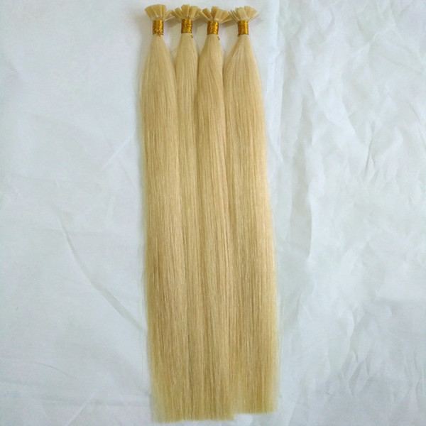 Silky straight wave double drawn light blonde color indian remy human hair extension Flat tip hair 1g/strand 100strands/lot