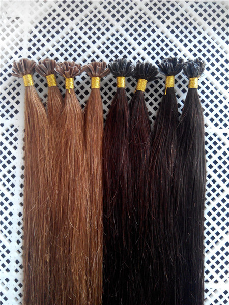 100g 18inch - 24inch 1g #2 and #8 Keratin Prebonded Nail U tip Hair Extensions Silk Straight INDIAN Remy Pre bonded Hair