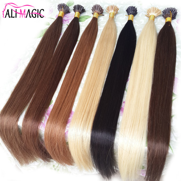 I Tip Human Hair Extensions Straight Keratin Tipped Hair Extensions Fusion Hair Color Wholesale Ali Magic Factory Outlet 100g 100strands