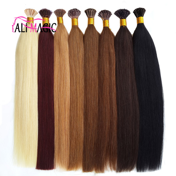 Hot Sale Ali Magic Factory Outlet Keratin Tipped Hair Extensions I Tips Hair 100% Human Hair Straight 1g 20