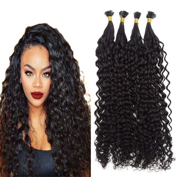 100s Brazilaina Keratin Tip Curly Hair Extension Blond Human Hair Extension Keratin Flat Tip Hair Extension Natural Black Brown 14