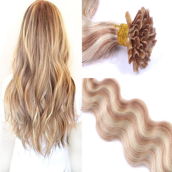 Body Wave Human Hair Pre-bonded U-Tip Brazilian Virgin Hair 8-30Inch Piano Color 27/613# Human Hair U-Tip Extensions