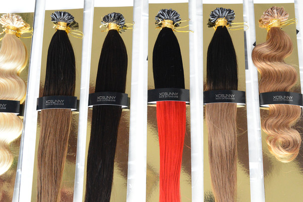 XCSUNNY 18 20 Inch Hair Extensions Nail Tip Ombre Malaysian Virgin Human Hair 100g=100s Ombre Hair Extensions Black Dark Brown