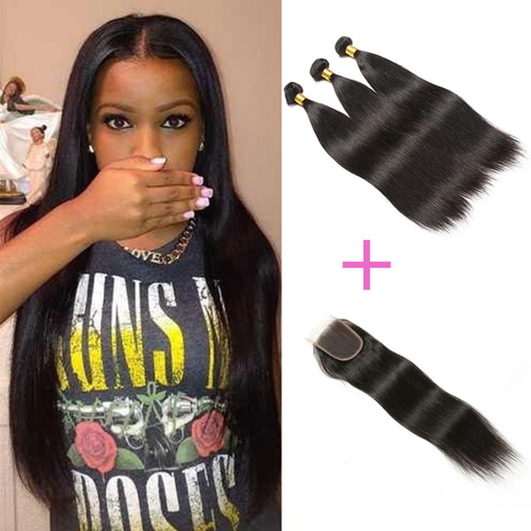 Brazilian Silky Straight Human Hair Bundles With Closure Brazilian Human Hair With Closure Unprocessed Virgin Hair Weaves Wholesale