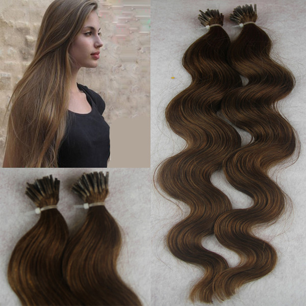 Body Wave Pre Bonded Hair Extensions I Tip Machine Made Remy 100s Human Hair On Capsule Real Hair