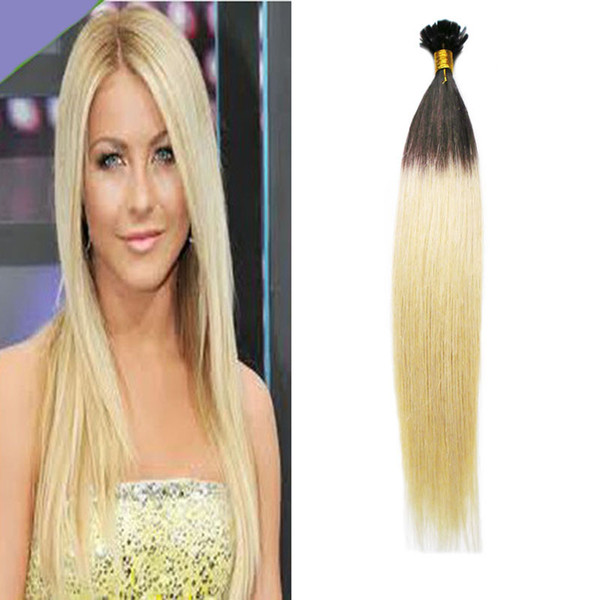 Fusion Hair Extensions Keratin Tip ped Hair Extenions Color #1B Ombre to #613 Blonde U-tip Human Hair Extensions 100G