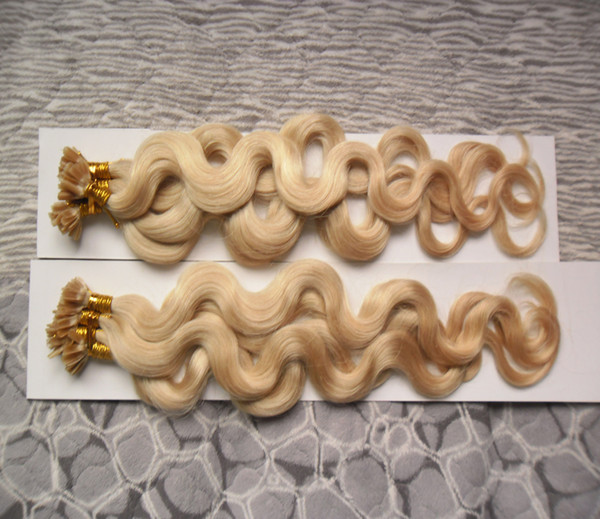 613 blonde virgin hair U Tip Hair Extensions 200G brazilian Human body wave keratin stick tip human hair extensions