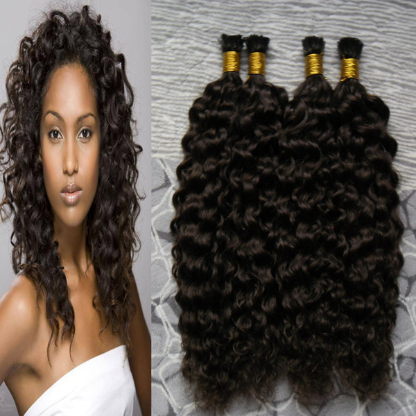 Brazilian Kinky Curly 7A Fusion Human Hair Extensions 200g Keratin I Tip European Hair Extensions Human 10