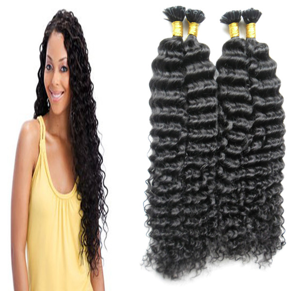 Brazilian deep curly Remy Real Human hair 200G Pre-Bonded Virgin Keratin U-Tip Hair Extension 10