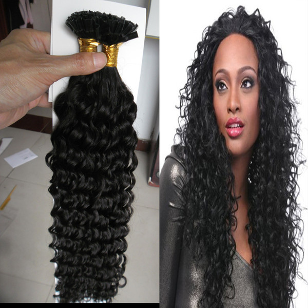 U Tip Hair Extensions Human deep curly 100G Machine Made Remy Nail Keratin Pre Bonded Human Hair 100s curly Fusion Hair Extensions