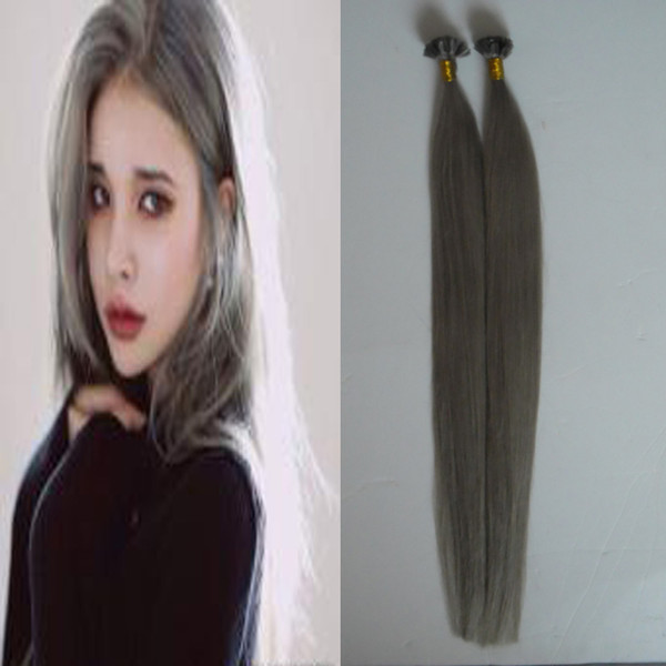 Grade 7a Virgin Unprocessed Human Hair Top Quality Silver gray U tip hair extension keratine increase capsule Brazilian Straight Hair 100g