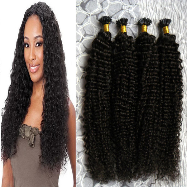 200g Keratin U Tip Hair Extensions 200S Kinky Curly 100% Real Remy Fusion Hair Extension On the Keratin Capsule Nail U Tip 18