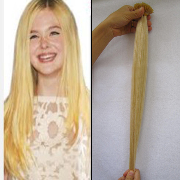 Blonde Brazilian Hair Straight Keratin Stick Tip Hair Extensions 100g Blonde Remy Human Keratin I Tip Hair Extensions 10