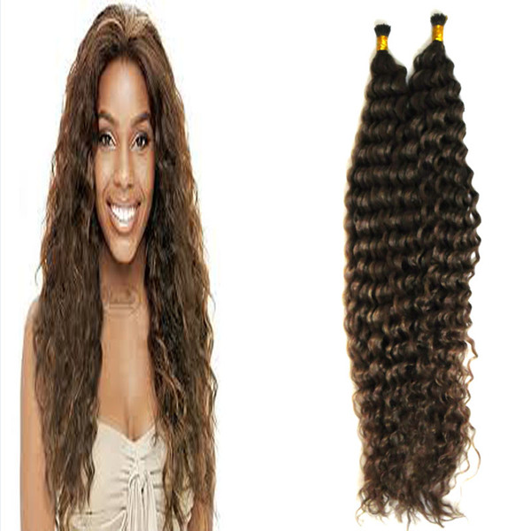 I Tip Remy Human Hair Extensions 100g Kinky Curly 1g/Strands Remy Hair Pre Bonded Keratin Hair Extension On the Keratin Capsule